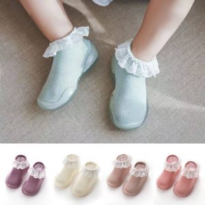 کفش ژله ای جورابی دخترانه دانتل دار طرح آناشید