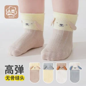 جوراب بچگانه نیم ساق طرح هاپوی گوش دار (مناسب کودکان صفر تا 3 سال)