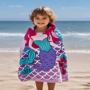 حوله شنلی کودک طرح Mermaid (مناسب کودکان ۱ تا ۴ سال)