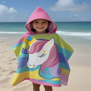 حوله شنلی کودک طرح rainbow unicorn (مناسب کودکان ۱ تا ۴ سال)