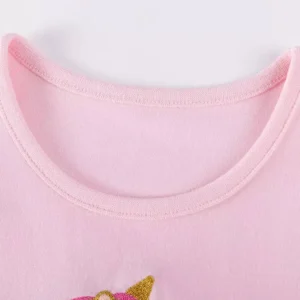 تاپ دامن دخترانه Little Maven طرح یونیکورن با دامن توری سرخابی (مناسب ۲ تا ۸ سال)