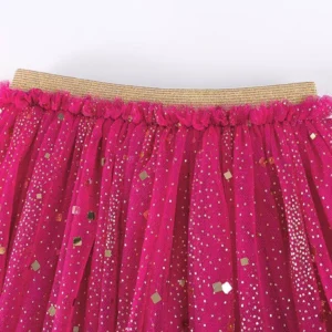 تاپ دامن دخترانه Little Maven طرح یونیکورن با دامن توری سرخابی (مناسب ۲ تا ۸ سال)