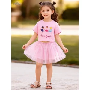 تاپ دامن دخترانه برند Little Maven طرح بالرین Love to Dance (مناسب ۱۸ ماه تا ۸ سال)