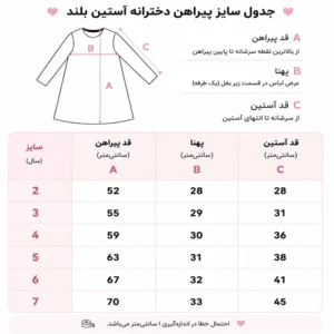 جدول سایزبندی