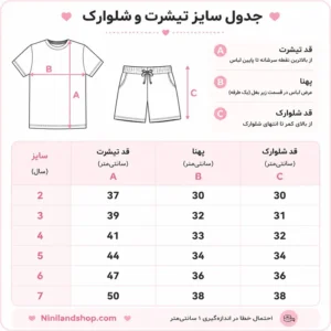 جدول سایزبندی