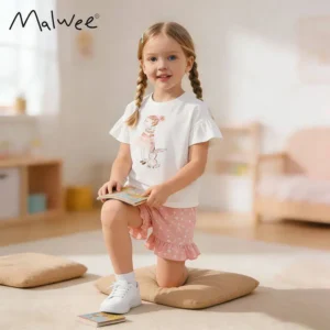 ست تیشرت و شلوارک دخترانه طرح خرگوش فانتزی Malwee (مناسب ۲ تا ۹ سال)