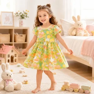 پیراهن بچگانه دخترانه طرح باغ رویا (مناسب ۱ تا ۹ سال )