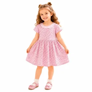 پیراهن بچگانه دخترانه طرح شکوفه گیلاس (مناسب 5 تا 9 سال)