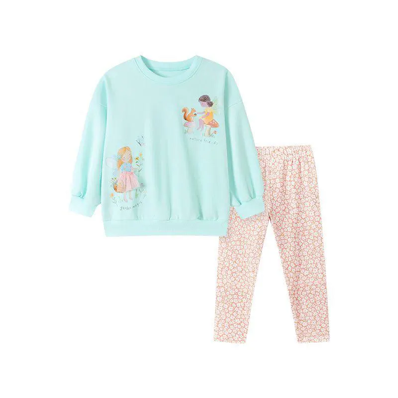 ست بلوز شلوار بچگانه دخترانه little maven طرح فرشته و سنجاب (مناسب کودکان 2 تا 7 سال)