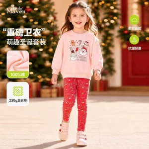 ست بلوز شلوار بچگانه دخترانه little maven طرح کریسمس