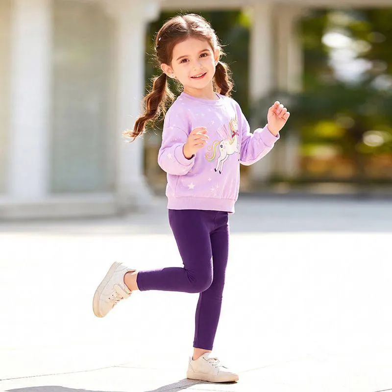 ست بلوز شلوار بچگانه دخترانه little maven طرح یونیکورن مجیک بنفش (مناسب کودکان 2 تا 7 سال)