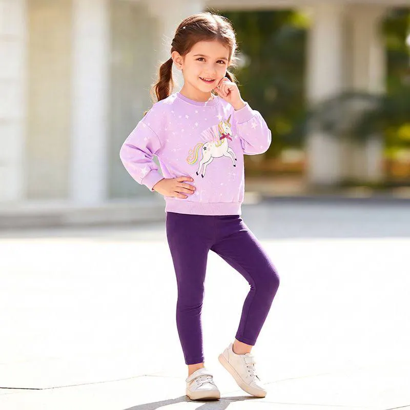 ست بلوز شلوار بچگانه دخترانه little maven طرح یونیکورن مجیک بنفش (مناسب کودکان 2 تا 7 سال)